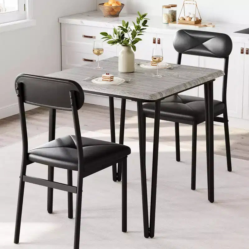 Salutmeuble Dining Table Set for 2, 3-Piece Kitchen Dining Set, Dining Room Table Set with 2 Upholstered Chairs for Small Room Kitchen Apartment