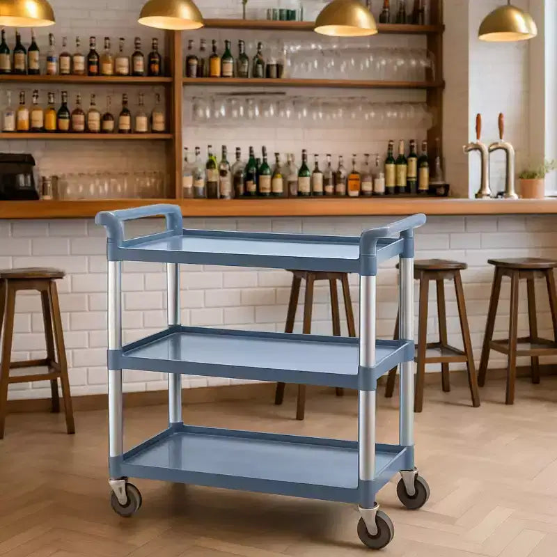 GustoWave 3-Tier Commercial Multifunctional Service Cart with Wheels for Kitchen Bar Office