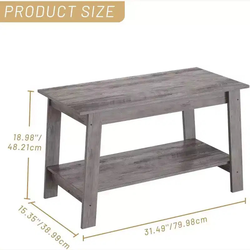 31.5 Modern Industrial Coffee Table with 2-Tier Storage, Rectangular Compact MDF & Particle Board Table for Living Room & Office
