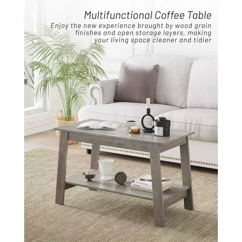31.5 Modern Industrial Coffee Table with 2-Tier Storage, Rectangular Compact MDF & Particle Board Table for Living Room & Office