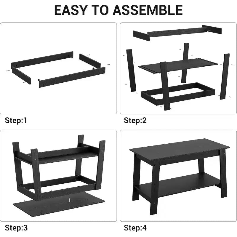 31.5 Modern Industrial Coffee Table with 2-Tier Storage, Rectangular Compact MDF & Particle Board Table for Living Room & Office
