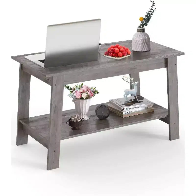 31.5 Modern Industrial Coffee Table with 2-Tier Storage, Rectangular Compact MDF & Particle Board Table for Living Room & Office