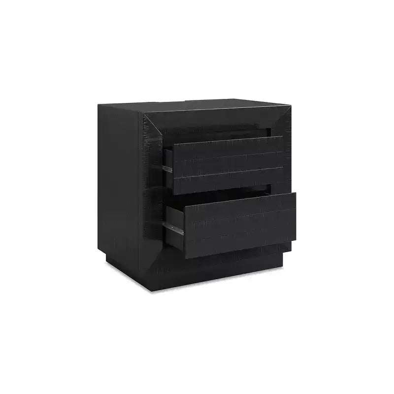 Signature Design by Ashley Londer Two-Drawer Charging Nightstand - Black Modern Farmhouse Bedside Table