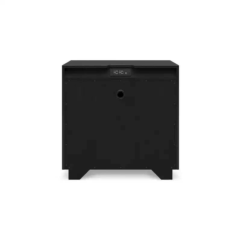 Signature Design by Ashley Londer Two-Drawer Charging Nightstand - Black Modern Farmhouse Bedside Table