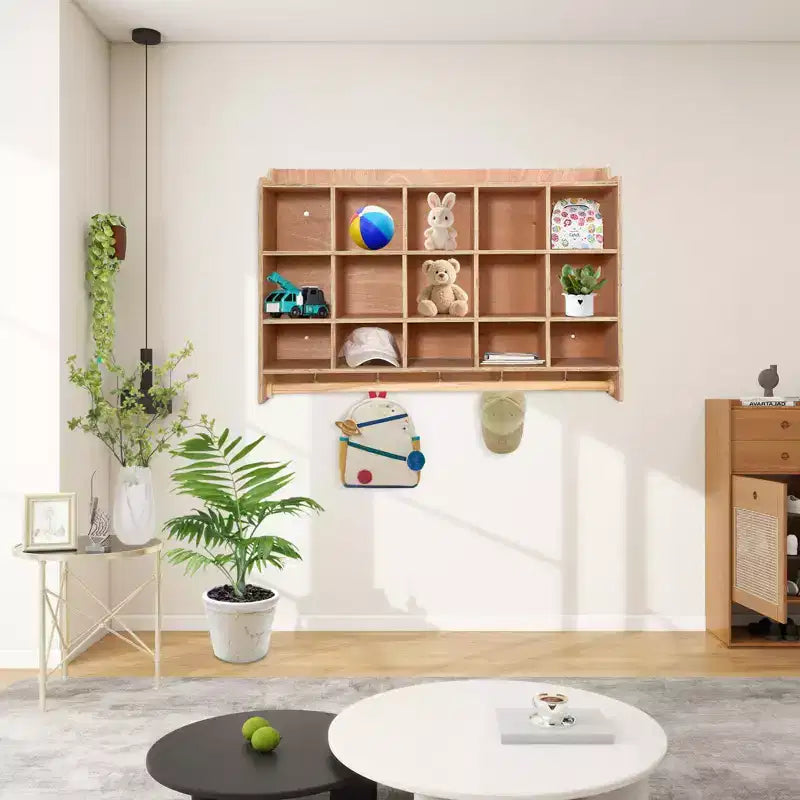 TROPOW Organizer Cubes with 2 Anti-Flip Fittings, 4 Castors and 2 Boxes for Home, School, Kindergarten, Natural