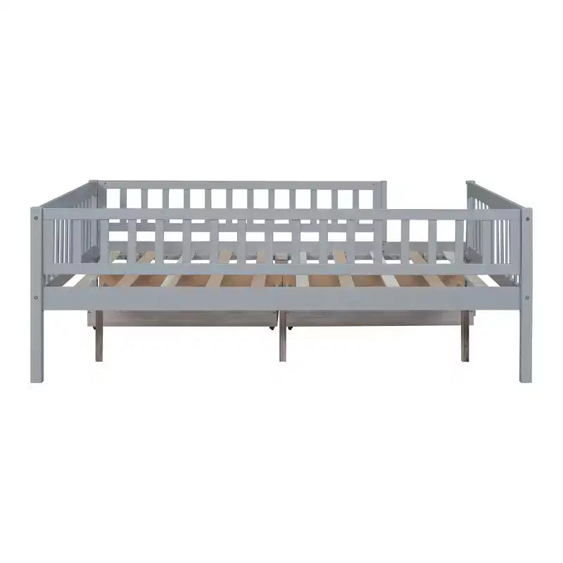 Full Size Daybed Wood Bed with Two Drawers Gray
