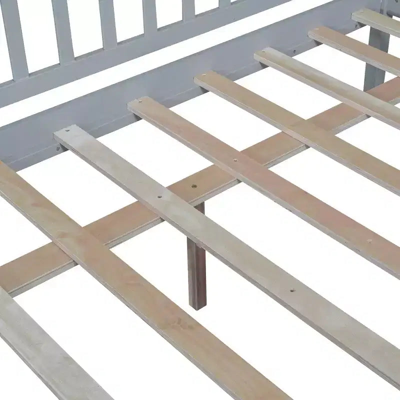 Full Size Daybed Wood Bed with Two Drawers Gray