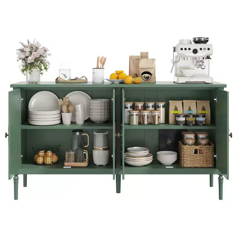 59 Sideboard Buffet Cabinet, Entryway Coffee Bar Cabinet with Adjustable Shelves, Wooden Floor Cupboard Cabinet, Media Console Table