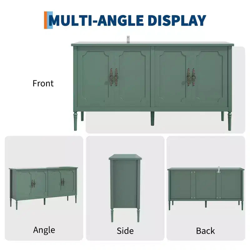 59 Sideboard Buffet Cabinet, Entryway Coffee Bar Cabinet with Adjustable Shelves, Wooden Floor Cupboard Cabinet, Media Console Table