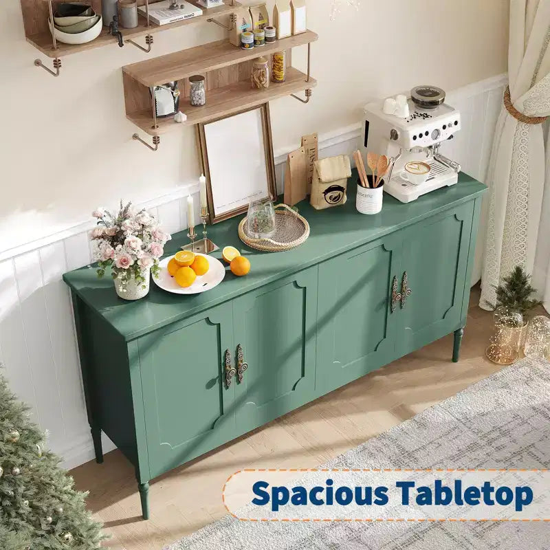 59 Sideboard Buffet Cabinet, Entryway Coffee Bar Cabinet with Adjustable Shelves, Wooden Floor Cupboard Cabinet, Media Console Table