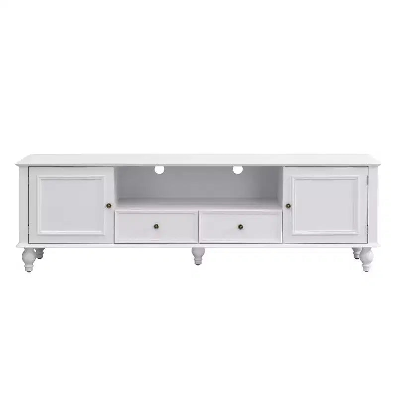 ModernLuxe TV Stand for TVs up to 80, Entertainment Center TV Console Media Console TV Storage Cabinet with 2 Drawers, Black/White