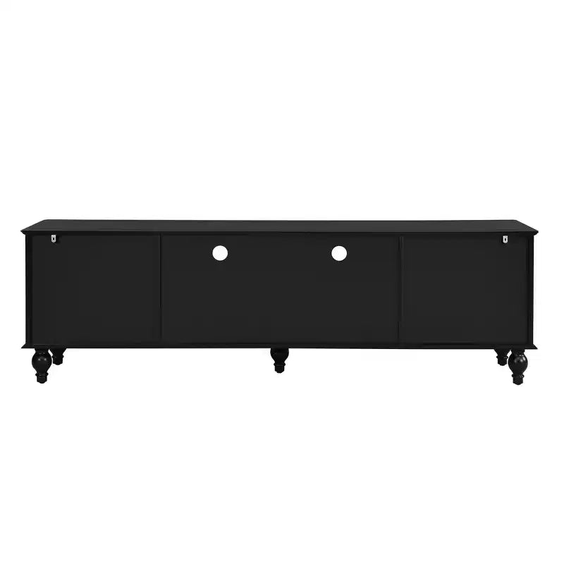 Meuble TV ModernLuxe pour téléviseurs jusqu'à 80 pouces, meuble TV de salon, console multimédia, meuble de rangement TV avec 2 tiroirs, noir/blanc