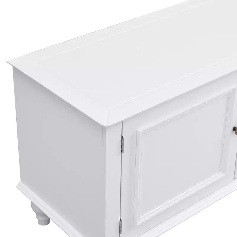 Meuble TV ModernLuxe pour téléviseurs jusqu'à 80 pouces, meuble TV de salon, console multimédia, meuble de rangement TV avec 2 tiroirs, noir/blanc