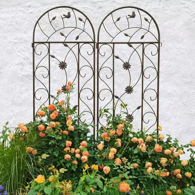 MAYEERTY 4-Pack 86.7x19.7in Metal Garden Trellis - Rustproof, Brown, for Outdoor Climbing Plants & Flowers