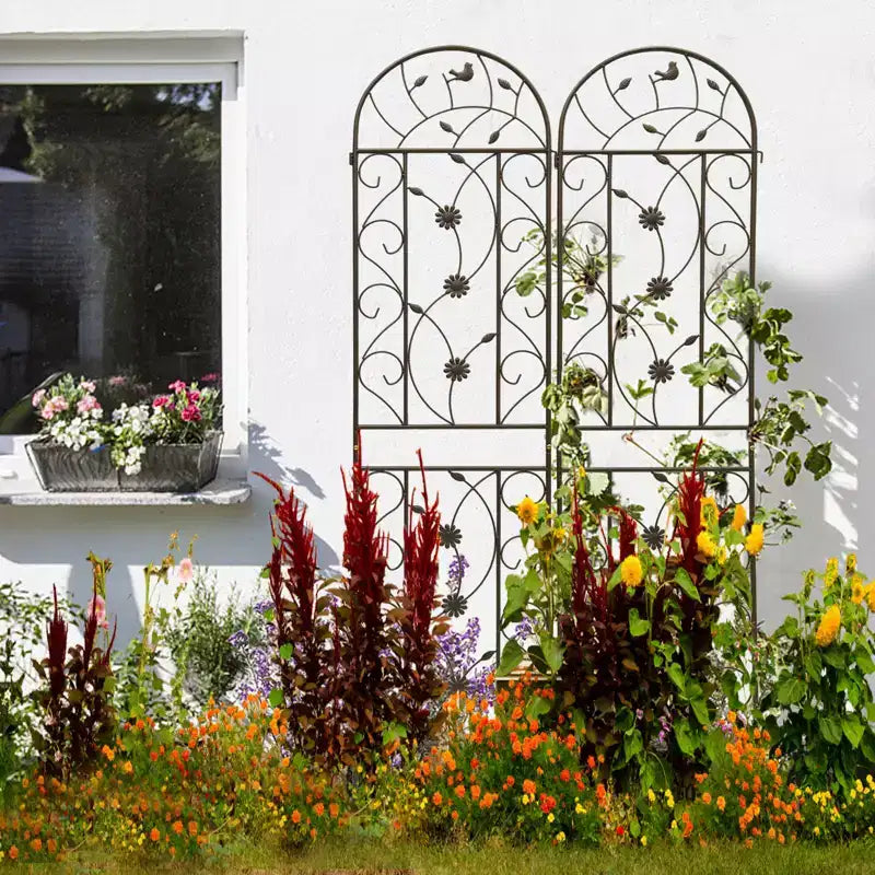 MAYEERTY 4-Pack 86.7x19.7in Metal Garden Trellis - Rustproof, Brown, for Outdoor Climbing Plants & Flowers