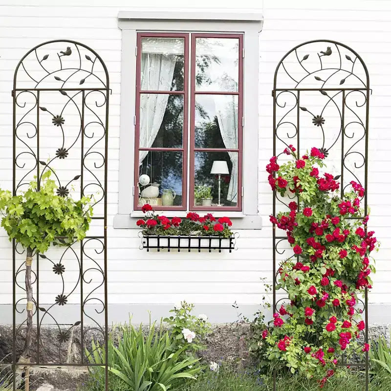 MAYEERTY 4-Pack 86.7x19.7in Metal Garden Trellis - Rustproof, Brown, for Outdoor Climbing Plants & Flowers