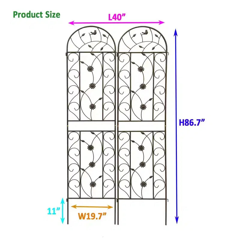 MAYEERTY 4-Pack 86.7x19.7in Metal Garden Trellis - Rustproof, Brown, for Outdoor Climbing Plants & Flowers