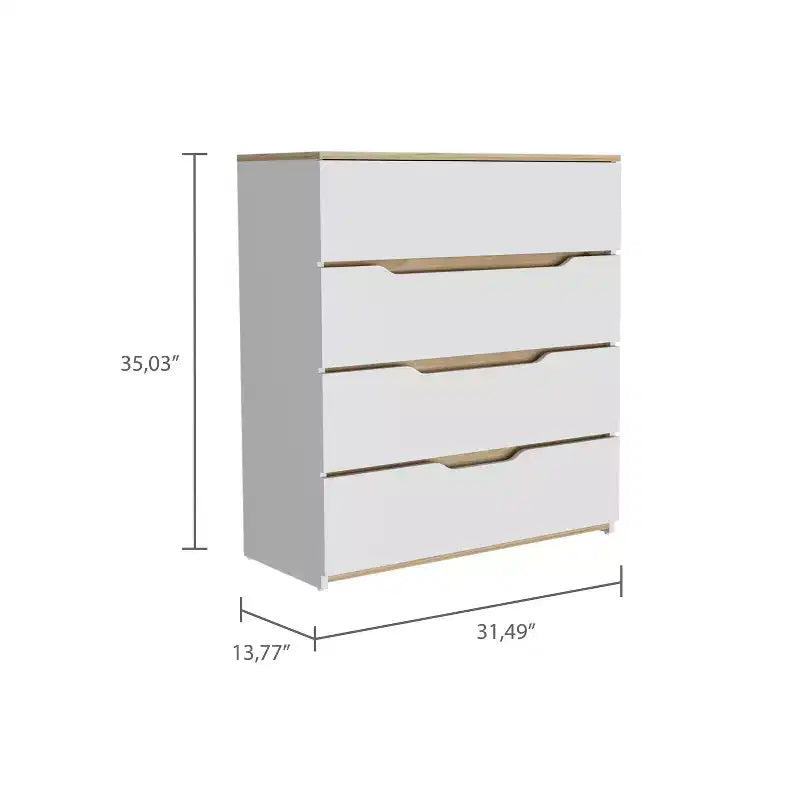 Okak 4-Drawer Dresser Ample Storage with Spacious Drawers, Sturdy Manufactured Wood, Superior Top for Versatile Home Spaces