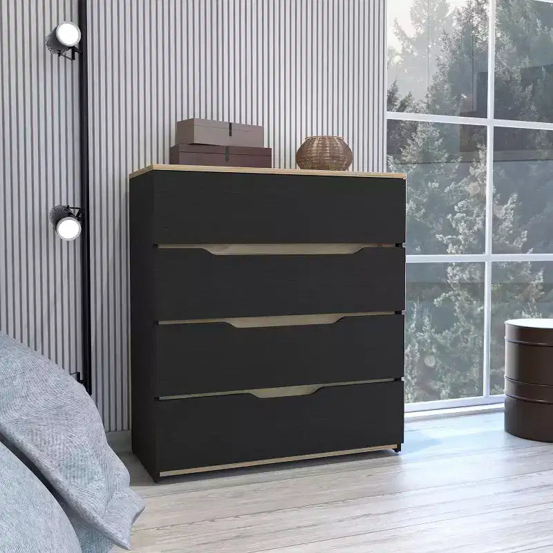 Okak 4-Drawer Dresser Ample Storage with Spacious Drawers, Sturdy Manufactured Wood, Superior Top for Versatile Home Spaces