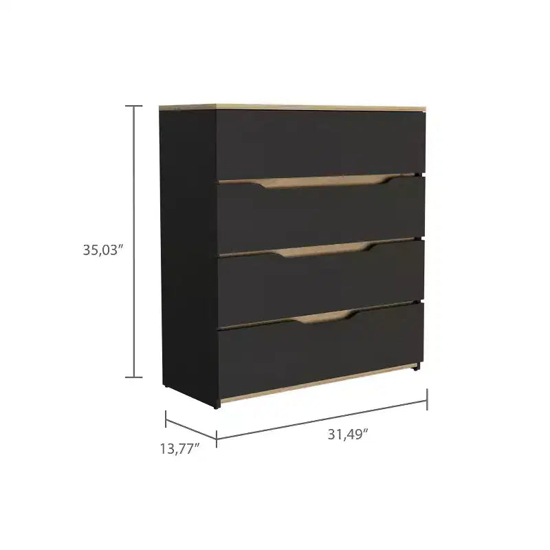 Okak 4-Drawer Dresser Ample Storage with Spacious Drawers, Sturdy Manufactured Wood, Superior Top for Versatile Home Spaces