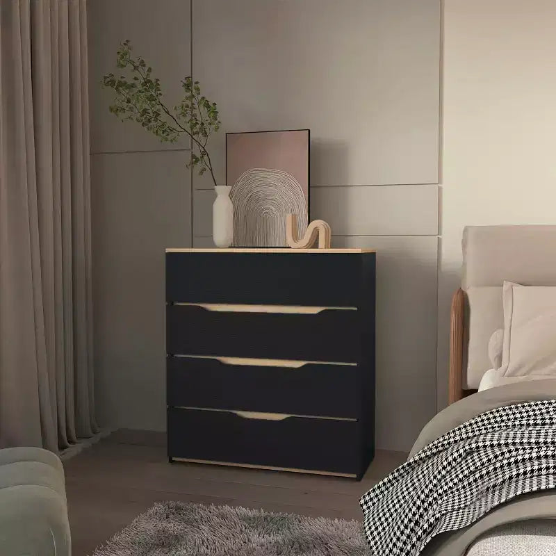 Okak 4-Drawer Dresser Ample Storage with Spacious Drawers, Sturdy Manufactured Wood, Superior Top for Versatile Home Spaces