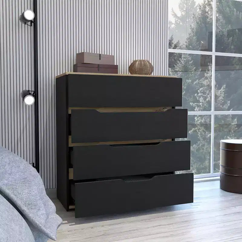 Okak 4-Drawer Dresser Ample Storage with Spacious Drawers, Sturdy Manufactured Wood, Superior Top for Versatile Home Spaces