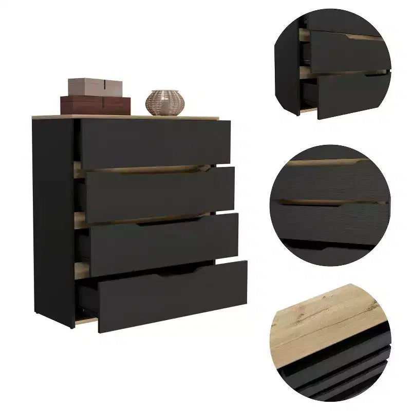 Okak 4-Drawer Dresser Ample Storage with Spacious Drawers, Sturdy Manufactured Wood, Superior Top for Versatile Home Spaces