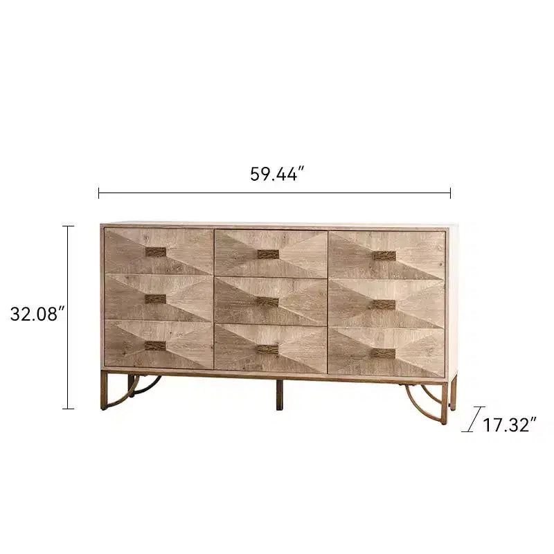 Okak Light Wood 6-Drawer Dresser & Chest Modern Design with Smooth Sliding Drawers for Living Room/Bedroom/Entryway Storage