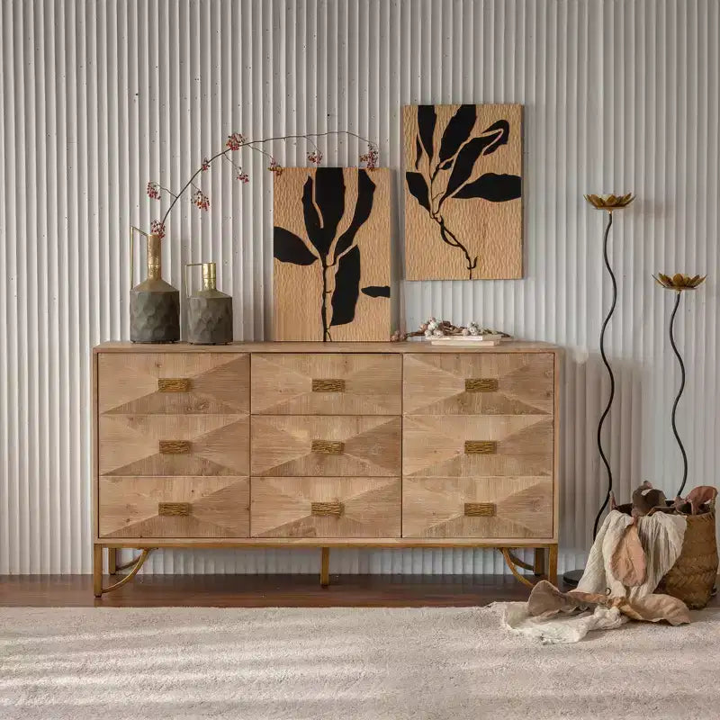 Okak Light Wood 6-Drawer Dresser & Chest Modern Design with Smooth Sliding Drawers for Living Room/Bedroom/Entryway Storage