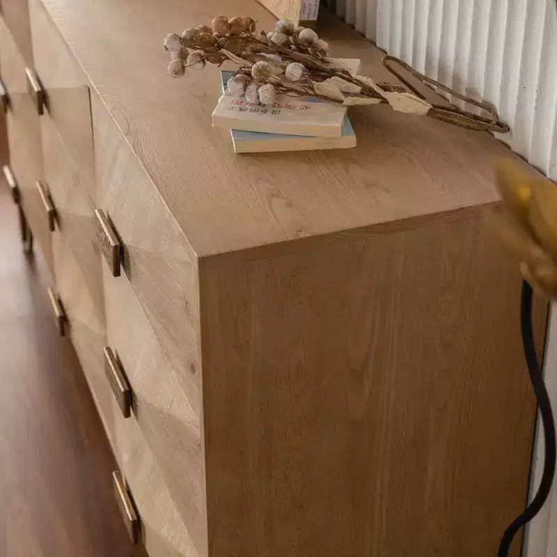 Okak Light Wood 6-Drawer Dresser & Chest Modern Design with Smooth Sliding Drawers for Living Room/Bedroom/Entryway Storage