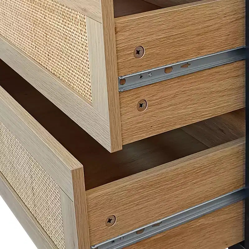 Okak 6-Drawer Rattan Storage Cabinet 51.18 Modern Natural Design, 50lbs Top Load & 20lbs per Drawer, Ideal for Bedroom, Living Room