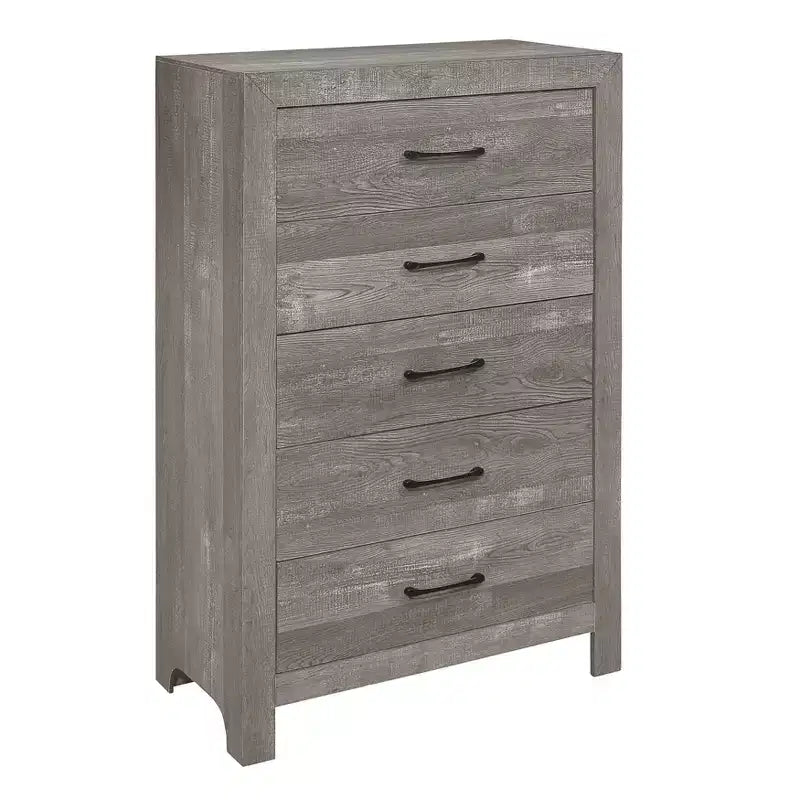 Okak Farmhouse Style 2/5-Drawer Nightstand with Black Metal Hardware, Wood Chest for Bedroom