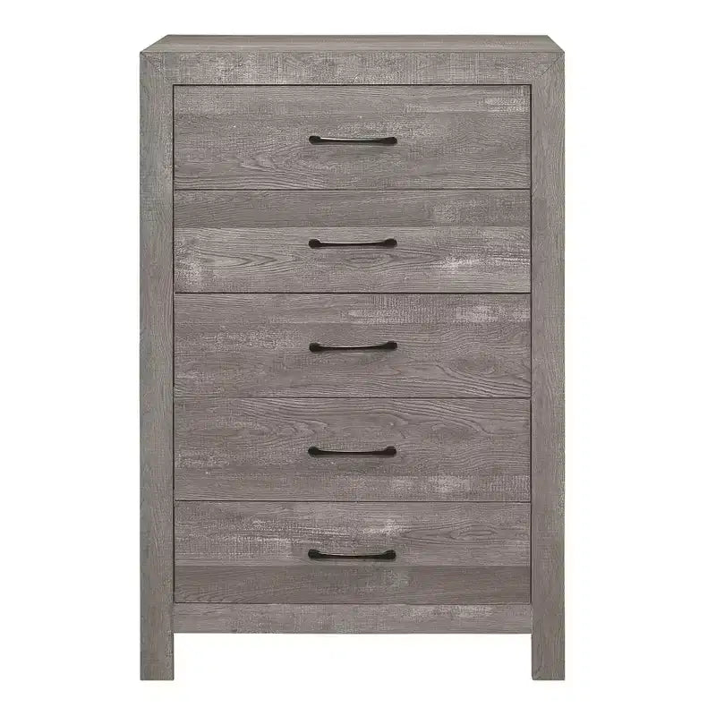 Okak Farmhouse Style 2/5-Drawer Nightstand with Black Metal Hardware, Wood Chest for Bedroom