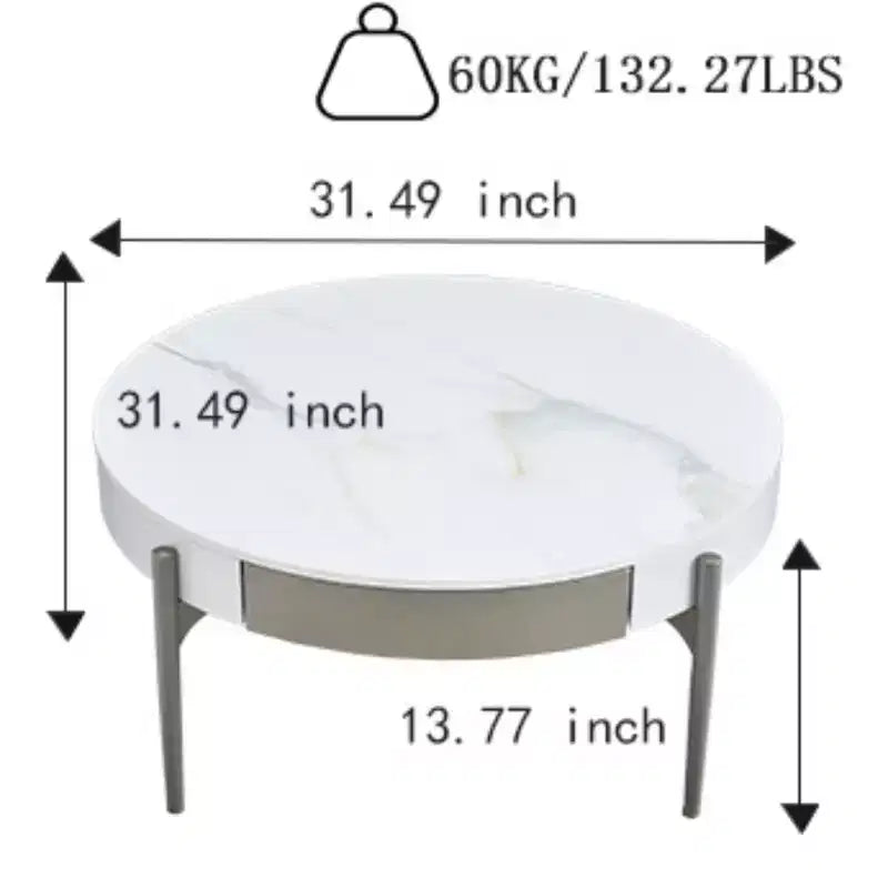 GDFStudio Baldwin Modern 32 Ceramic Round Coffee Table with Drawers and metal legs