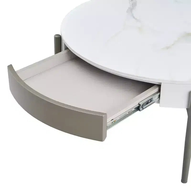 GDFStudio Baldwin Modern 32 Ceramic Round Coffee Table with Drawers and metal legs