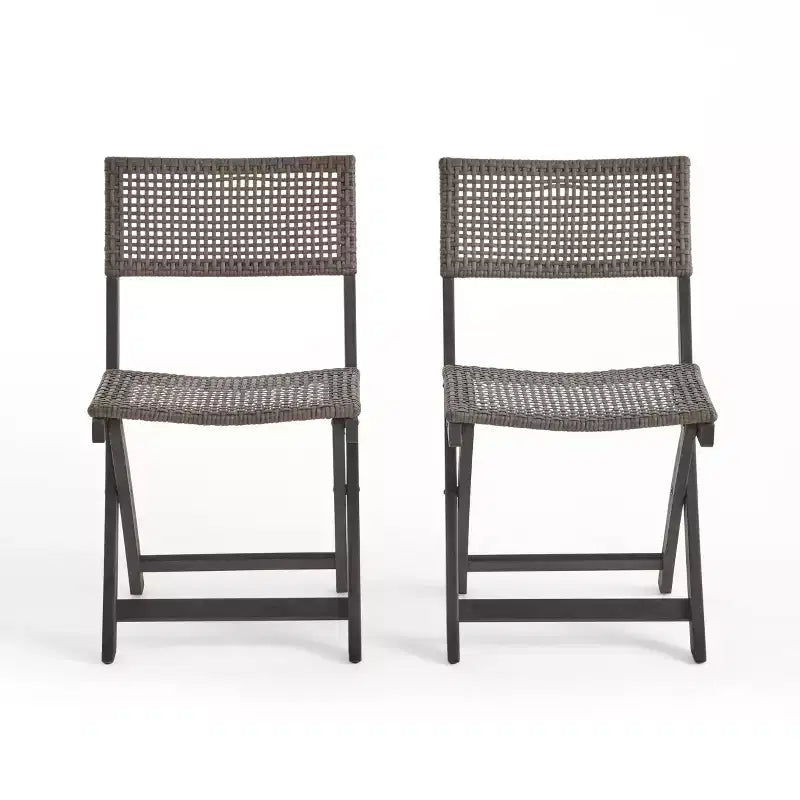 MAYEERTY Set of 2 Bistro Chairs Metal Frame Compact Design for Indoor Outdoor Cafe Bistro