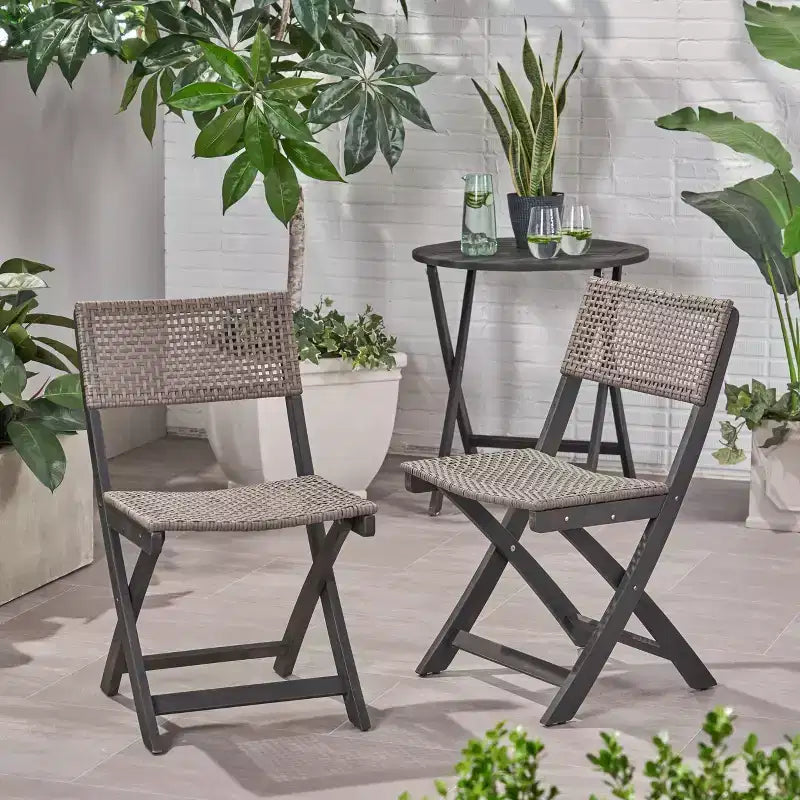 MAYEERTY Lot de 2 Chaises de Bistro Structure Métallique Design Compact pour Intérieur Extérieur Café Bistro