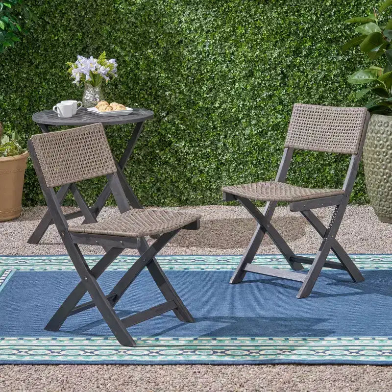 MAYEERTY Set of 2 Bistro Chairs Metal Frame Compact Design for Indoor Outdoor Cafe Bistro