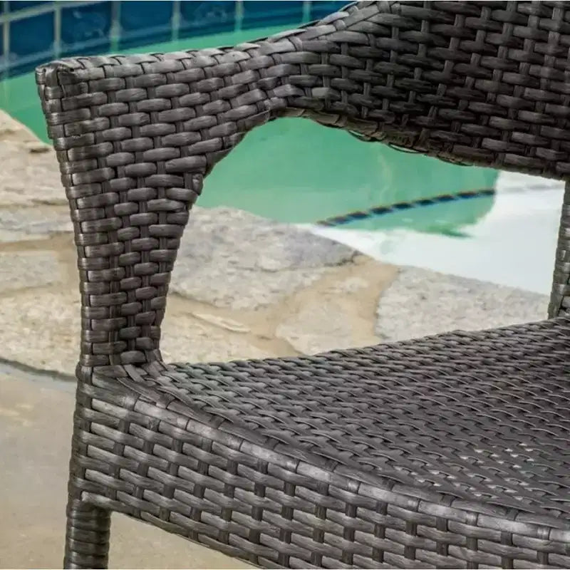 MAYEERTY Gray PE Wicker Stackable Armchair 1 Piece Weather Resistant Space Saving for Patio