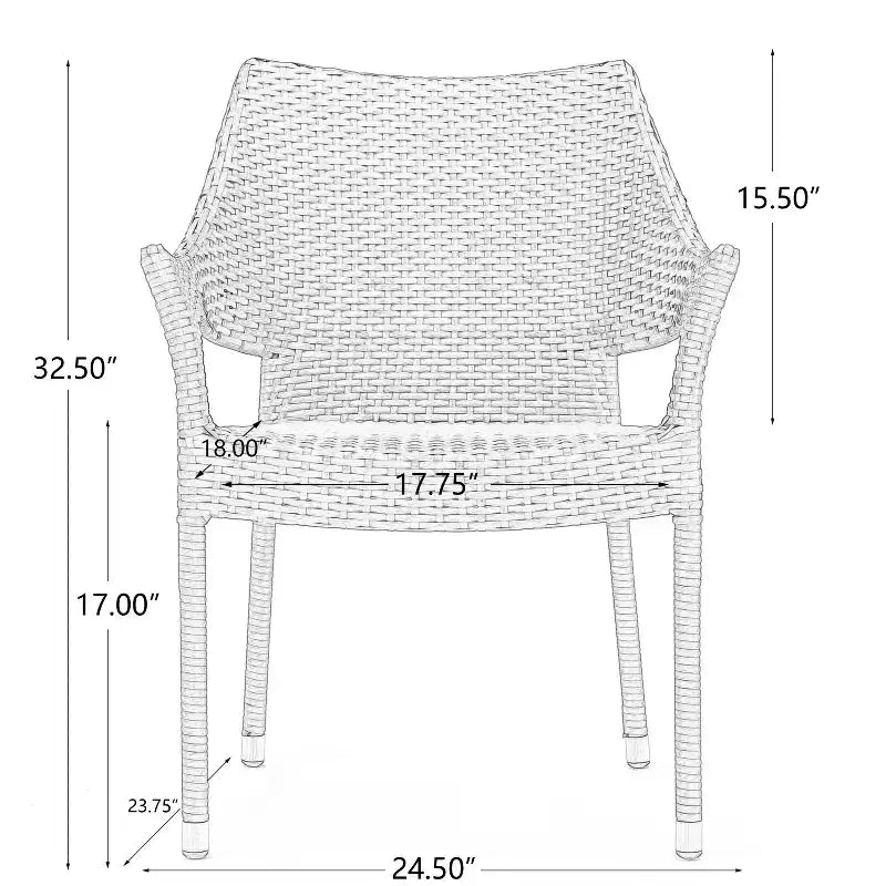 MAYEERTY Gray PE Wicker Stackable Armchair 1 Piece Weather Resistant Space Saving for Patio