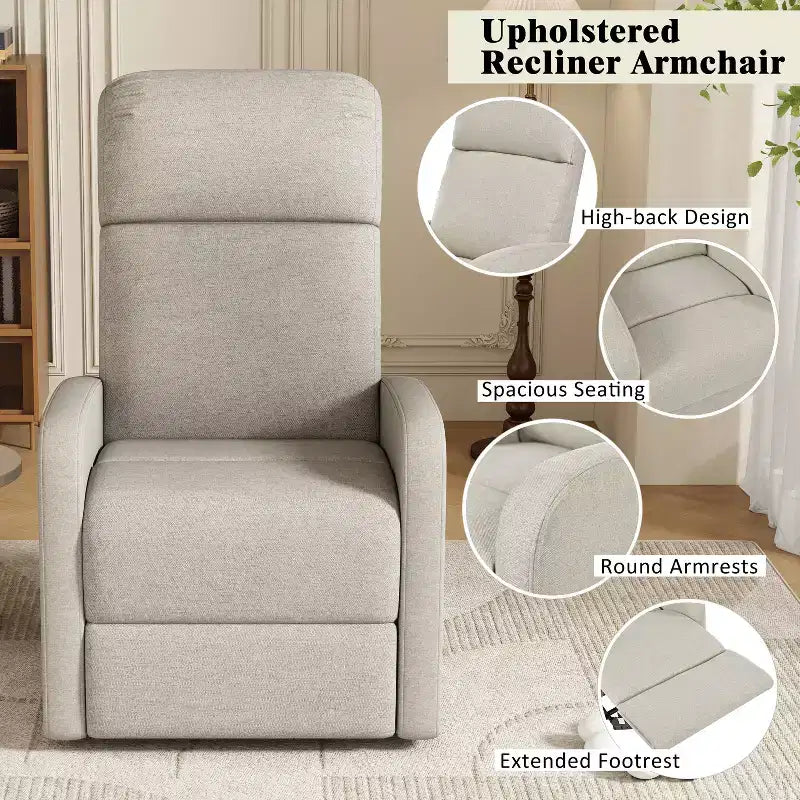 Christopher Knight Home Gaius Contemporary Upholstered Recliner Chair with Adjustable Backrest
