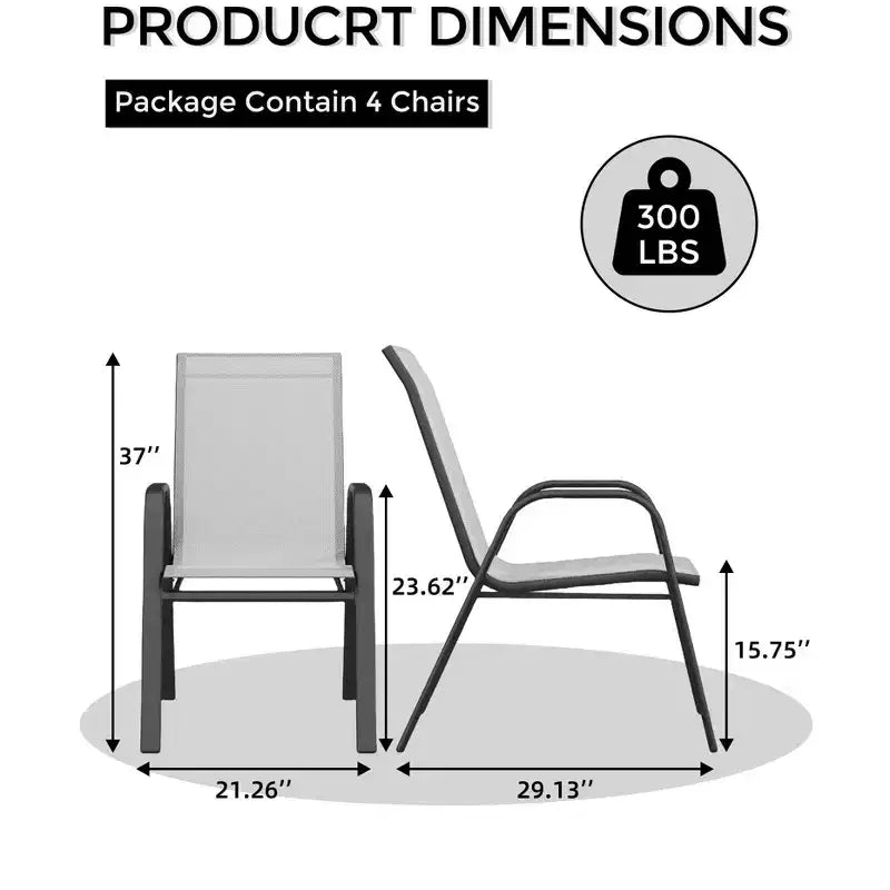 4 PCS Stackable Dining Chairs, Stacking Chairs with Breathable Textilene Fabric & Metal Frame, Outdoor Dinning Seats for Patio, Deck, Backyard
