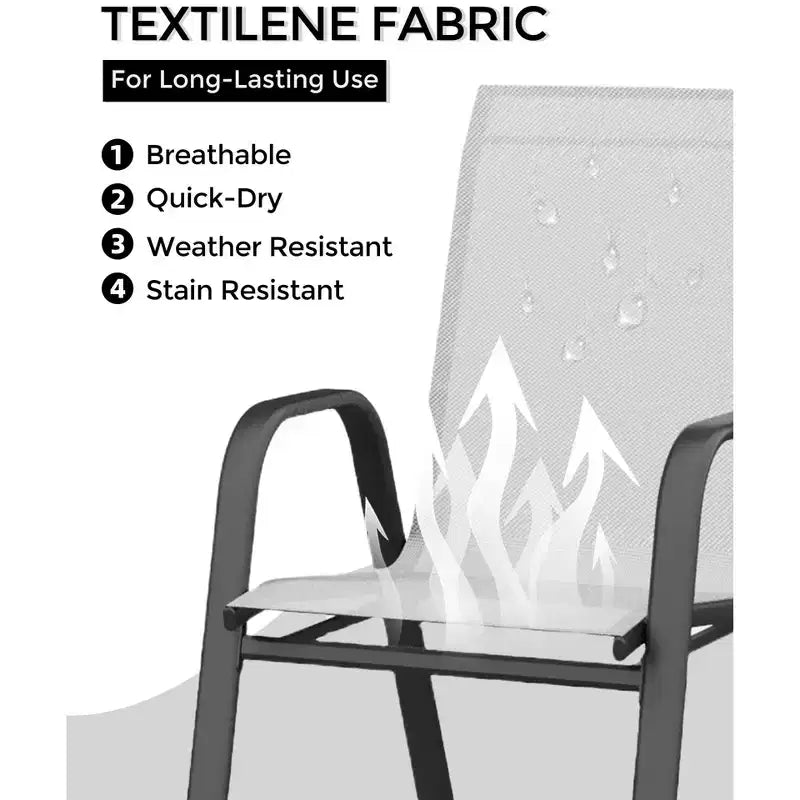 4 PCS Stackable Dining Chairs, Stacking Chairs with Breathable Textilene Fabric & Metal Frame, Outdoor Dinning Seats for Patio, Deck, Backyard