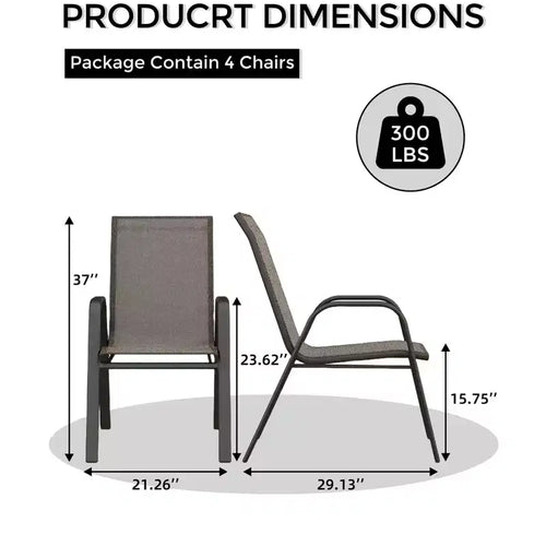 4 PCS Stackable Dining Chairs, Stacking Chairs with Breathable Textilene Fabric & Metal Frame, Outdoor Dinning Seats for Patio, Deck, Backyard