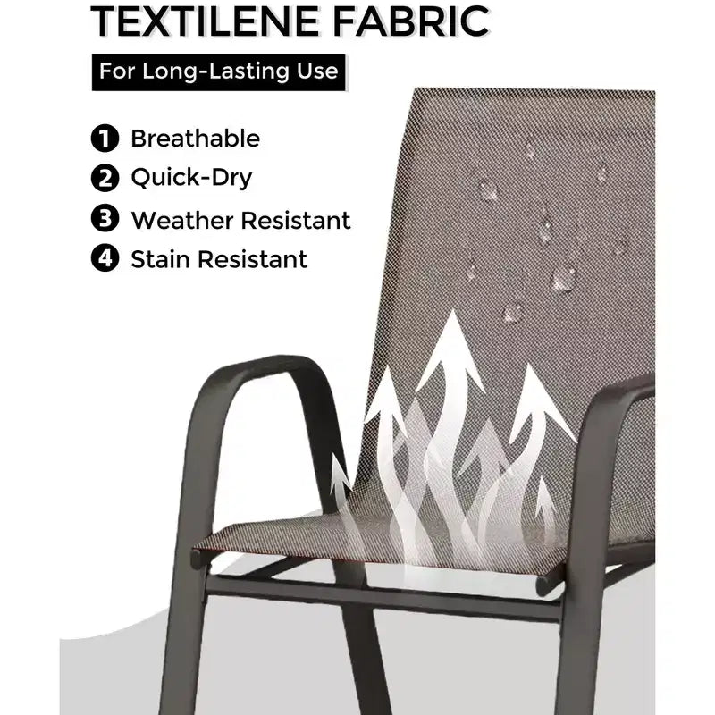 4 PCS Stackable Dining Chairs, Stacking Chairs with Breathable Textilene Fabric & Metal Frame, Outdoor Dinning Seats for Patio, Deck, Backyard