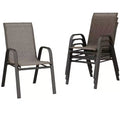 4 PCS Stackable Dining Chairs, Stacking Chairs with Breathable Textilene Fabric & Metal Frame, Outdoor Dinning Seats for Patio, Deck, Backyard