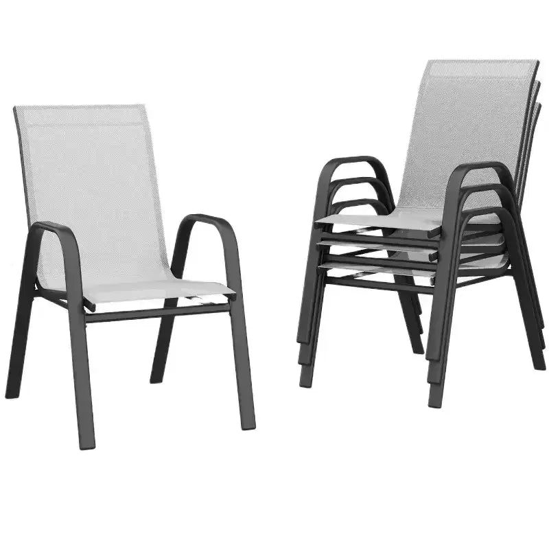 4 PCS Stackable Dining Chairs, Stacking Chairs with Breathable Textilene Fabric & Metal Frame, Outdoor Dinning Seats for Patio, Deck, Backyard