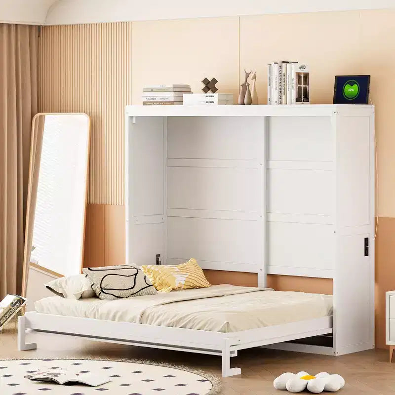 GDFStudio Kitto Wood Murphy Bed with Charging Ports