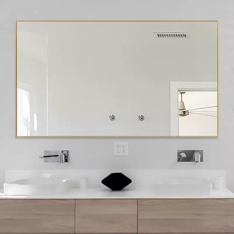 PexFix 35 in. W x 59 in. H Rectangular Metal Framed Bathroom Wall Mirror in Gold