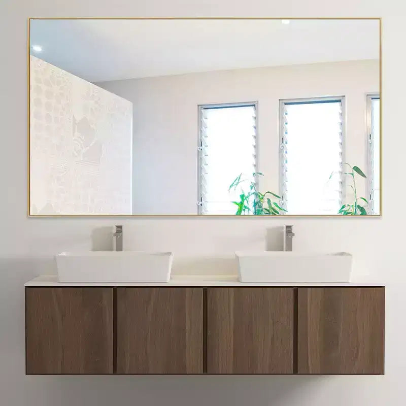 PexFix 35 in. W x 59 in. H Rectangular Metal Framed Bathroom Wall Mirror in Gold